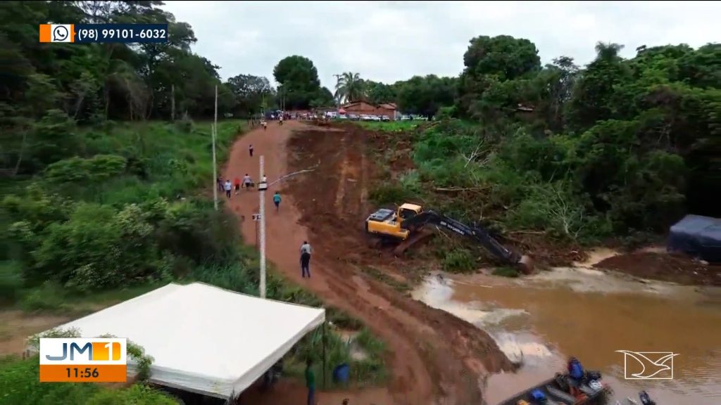 Construção de acessos para transporte de passageiros e veículos é iniciada quase um mês após queda de ponte entre TO e MA