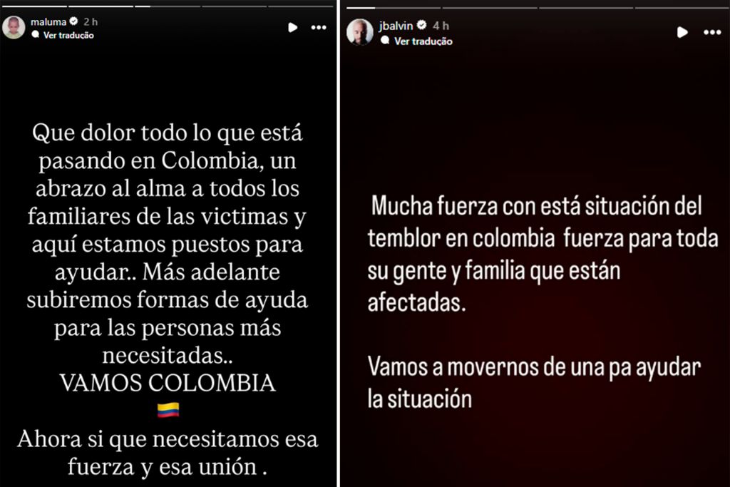Shakira e outros famosos colombianos prestam solidariedade após terremoto no país